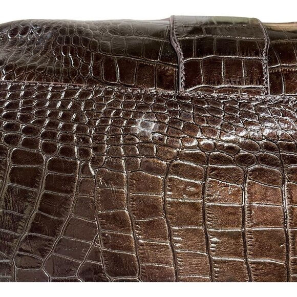 Jimmy Choo Ramona Handbag Purse Shoulder Bag Brown Alligator Croc Leather 15x10 - Picture 8 of 14